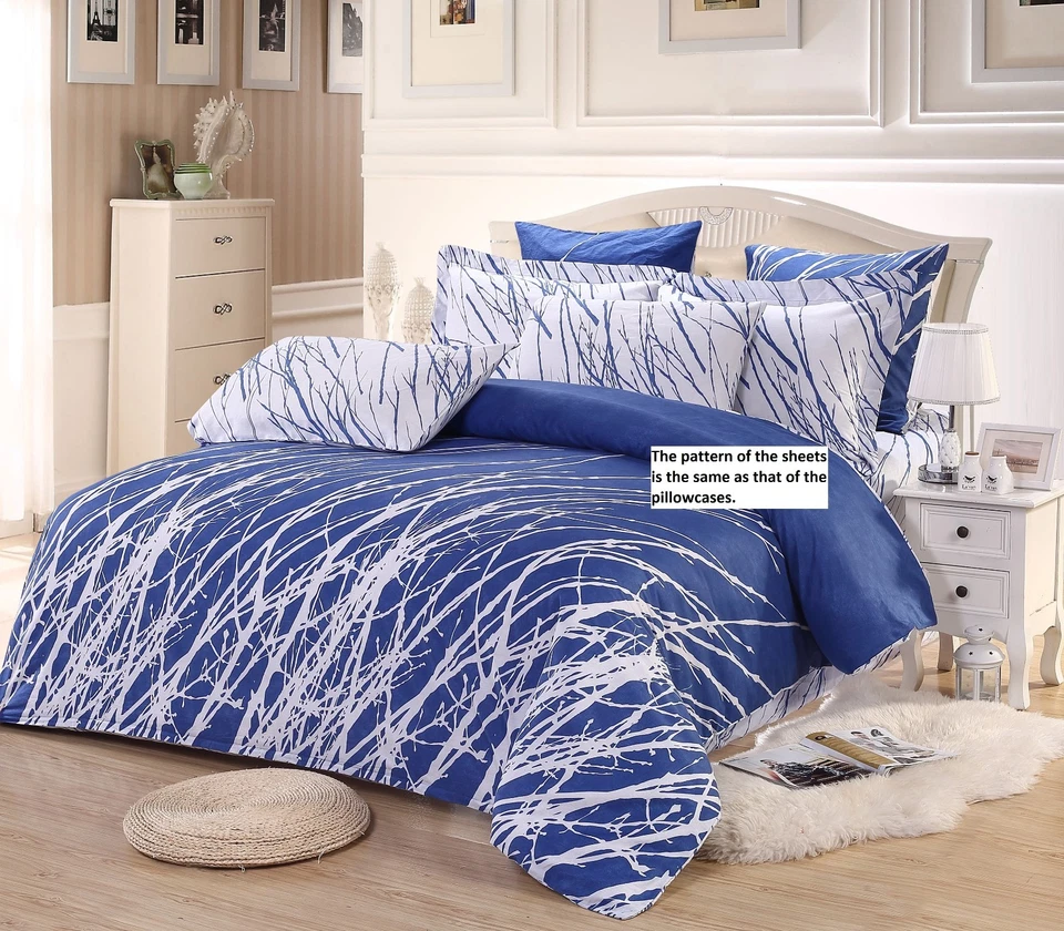 Juego de Sábanas Árboles: 1 Sábana Ajustable, 1 Sábana Plana y 2 Fundas de Almohada, Completo/Reina/Rey Foto 1 de 1