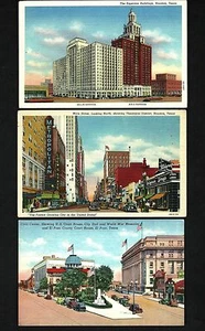 AU62 Houston, 3 piezas. Sin usar, Main St. & Esperson Bldg. Memorial de El Paso W.W. - Imagen 1 de 2