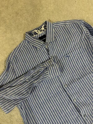Tommy Bahama Relax Mens Linen Shirt Size XL White Blue Stripes Long Sleeve - Image 1 of 4