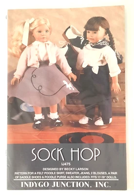 Indygo Junction 17 to 19" Doll Clothes Pattern Sock Hop IJ475 Uncut NEW - Image 1 of 4