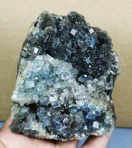 WOW!!! Rare Transparent Blue Cube Fluorite Crystal Mineral Specimen/China - Picture 1 of 12