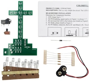 Colorful Flashing LED Cross Soldering Practice Kit (Beginner Skill Level) - Picture 1 of 3