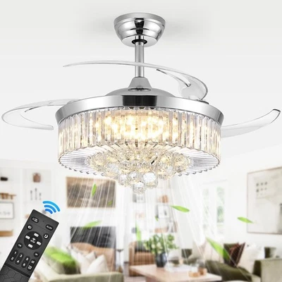 48" 3 Color Reversible Chandelier Ceiling Fans with Lights Remote Control Timer - Image 1 of 4