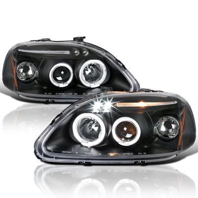 Faros proyectores LED halo negros para Honda Civic 1996-1998 luces izquierda+derecha Foto 1 de 4