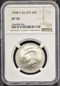 1998-S Silver Kennedy Half Dollar NGC SP 70 - Picture 1 of 4