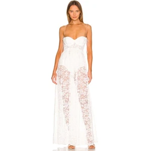 For Love & Lemons Lorena Maxi Dress White Lace XS - Picture 1 of 8