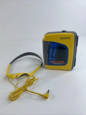 Sony Walkman WM-FS191 Sports Yellow Radio Cassette Player FM/AM W/ Headphones - Image 1 of 4