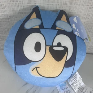 Bluey Cartoon Puppy Dog Face Blue Stuffed 13" Plush Pillow Jay Franco Co. BBC - Picture 1 of 5