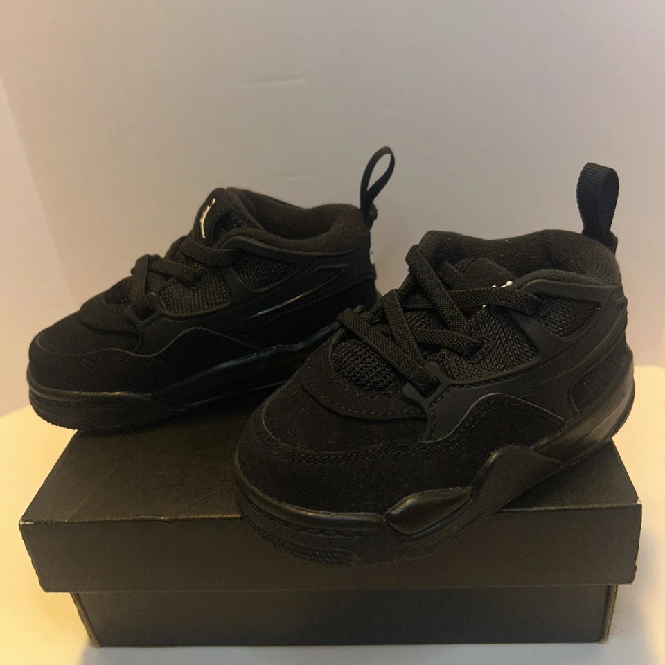 Air Jordan 4 RM “Black Cat” Sneakers Kids (TD) Size 6c Nike Shoes FQ7937-004 - Image 1 of 4