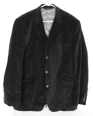 Мужская J. Ferrar черный в тонкую полоску бархата блейзер костюм куртка 44L. Подкладка из полиэстера. - Изображение 1 из 4