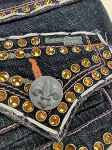 Laguna Beach Jean Co 27 Flare Bootcut Jeweled Crystals Heavy Thick Nähte Y2K - Bild 1 von 15