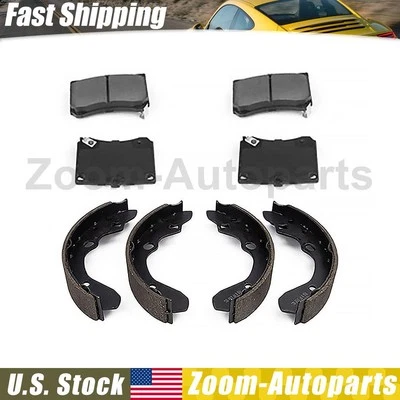 Front Rear Ceramic Brake Pads + Drum Brake Shoes for 1995-1996 Mazda Protege - Image 1 of 4