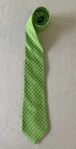 Giorgio Armani Men’s Necktie 100% Silk Green Check Made In Italy EUC - Picture 1 of 5