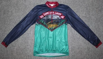 vintage SUGOI 1/2 ZIP L/S BIKE JERSEY Lions Gate Lager Beer Cycling sz M Jersey - Image 1 of 4