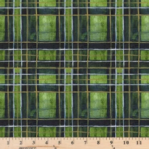 Dandelions & Daisies Pine Plaid 40052-76 Northcott Fabric By the half yard - Picture 1 of 1