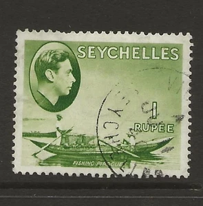 * SEYCHELLES SG146 KGVI 1R Yellow Green Fine Used C/£100 UK P&P Free - Picture 1 of 1