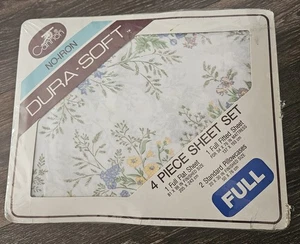Vintage NEW SEALED Cannon No- Iron Dura-Soft Floral FULL 4pc Sheet Set  - Picture 1 of 3