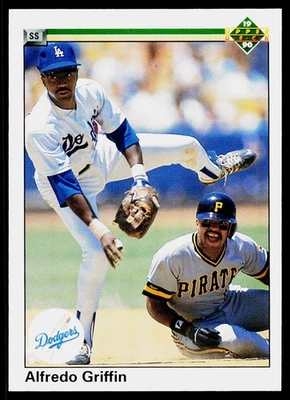 Alfredo Griffin, 1990 Upper Deck, #338, Los Angeles Dodgers, - Image 1 of 2