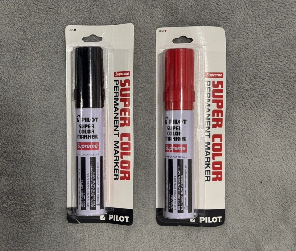 NUEVO MARCADOR PERMANENTE PILOTO SUPREME FW18 ROJO NEGRO SUPER COLOR caja logo cdg comme Foto 1 de 4