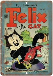 Pat Sullivan's Felix the Cat Toby Press Art 12" x 9" Reproduction Metal Sign J91 - Picture 1 of 1