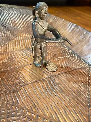 African Brass Bronze Figure Of Hunter Cote D’Ivoire • 148.40$