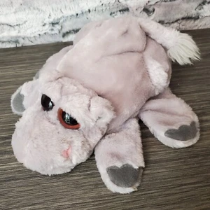 Caltoy 9" Grey Plush HIPPO Hand Puppet Gray Pink Nostrils Big Eyes Elastic Band - Picture 1 of 5
