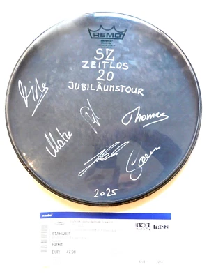 Stahlzeit  Zeitlos Neu 20 Jubiläumstour Original Autogramm Schlagzeugfell Unikat - Bild 1 von 4