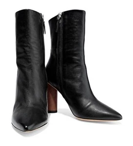 IRO Size EU 39 US 9 Abel Leather Ankle Boots Black Pointed Toes Side Zip - Picture 1 of 12