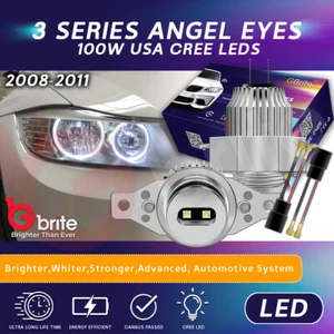 100W XENON WHITE LED ANGEL EYE MARKERS BMW 3 SERIES E90 E91 LCI HALOGEN LIGHT - Picture 1 of 8
