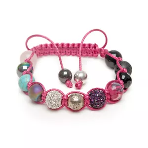 Shamballa Gemstone Bracelet Rose Quartz Turquoise Onyx Black Lava Pave Crystal - Picture 1 of 7