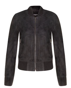 Damas Negra Cabra Gamuza Bombardero Chaqueta Cuero Genuino MA-1 Universidad Retro - Imagen 1 de 4