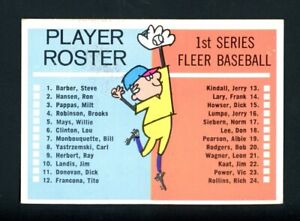 1963 Fleer Baseball Checklist Unchecked Clean No Creases! Sharp!