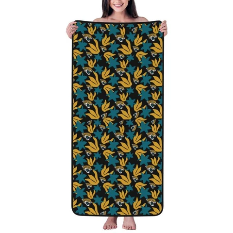 Jacksonville Jaguars Soft Coral Velvet Bath Towel Soft Travel Bath Towel 27x55in Cover