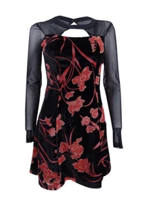 BCBGeneration Women's Floral Burnout Mini Dress (8, Black/Combo) - Picture 1 of 2
