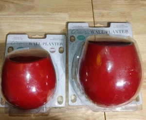 Arcadia Keramik Wand Pflanzgefäße groß und klein rot (2er Set) - Bild 1 von 2