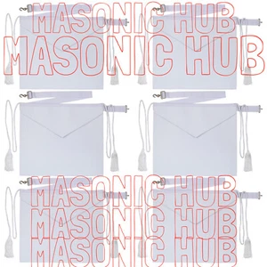 Masonic Faux Leather All White Apron for CANDIDATE /ENTERED APPRENTICE SET OF 6 - Picture 1 of 10