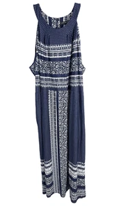 Lane Bryant Maxikleid Übergröße 26 28 dunkelblau weiß Bandana ärmellos 1616 - Bild 1 von 10