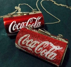 Lindos bolsos sin asas con forma de botella de cola de estrás para mujer fiesta cartera cadena bolso de mano F - Imagen 1 de 12