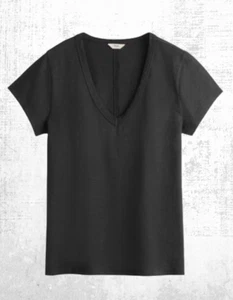 Ex HUSH Women’s Short Sleeve Slim V-Neck T-Shirt in Black - Picture 1 of 5