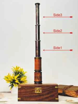 Telescopio de vidrio espía pirata antiguo náutico marino de latón macizo 16" en caja de madera Foto 1 de 4