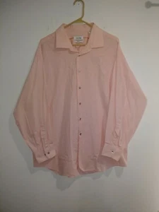 Calvin Klein Shirt Non Iron Regular Fit Button Down Size 18 34/35 XL Pink Peach - Picture 1 of 12