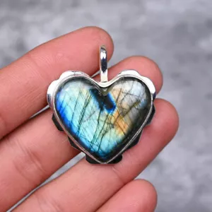 Buona Aspetto Pietra Labradorite 925 Argento Sterling Artigianale Ciondolo AS-18 - Foto 1 di 5