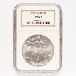 2002 Silver American Eagle Dollar NGC MS69 - Picture 1 of 2
