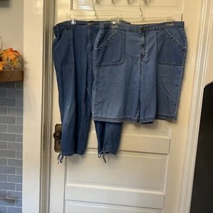 2 Pares Jeans Capri y Pantalones Cortos Cremallera GRANDES 12/14-Bobbie Brooks Cintura Elástica - Imagen 1 de 6