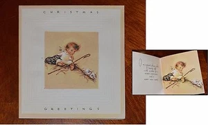 Vintage UNUSED Christmas Card RUST CRAFT ANGEL BLACK SHEEP LAMBS Mid-Century - Picture 1 of 5