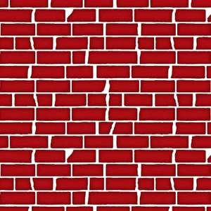 BTHY Under Construction Red Bricks White Cotton Fabric By The Half Yard STE - Picture 1 of 1