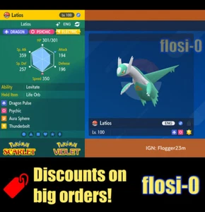 6IV Shiny Latios Pokemon Scarlet and Violet - Picture 1 of 1