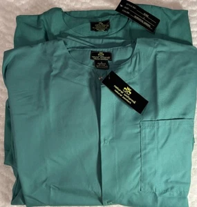 2-Natural Uniforms Long Sleeve Ribbed Cuff Snap Front Scrub Jacket L Round Neck - Picture 1 of 14