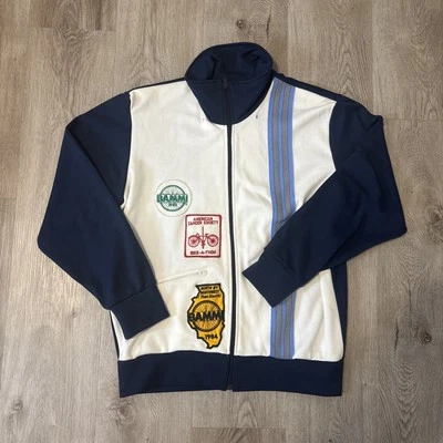 Vintage by ASICS Men’s Jacket Patch Work Illinois 1980’s Full Zip Size M Blue - Image 1 of 4