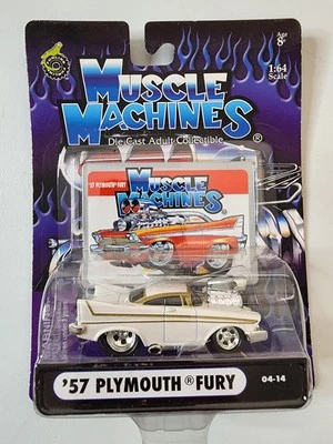 Muscle Machines 2004 '57 Plymouth Fury blanco escala 1:64 Die-Cast Car 04-14 Foto 1 de 2